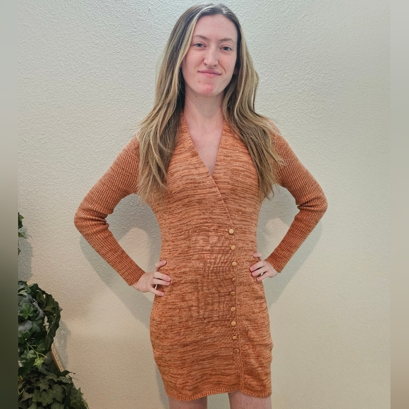 OBEY WORLDWIDE Pretty Fancy Orange Fall Dress NWT - Picture 3 of 16